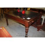 *VICTORIAN MAHOGANY LIBRARY TABLE WITH LEATHER INSERT [0]