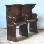 *VICTORIAN DOUBLE SEATED CHOIR STALL. 1205MM ( 47.5" ) HIGH X 1565MM ( 61.5" ) WIDE X 420MM ( 16.