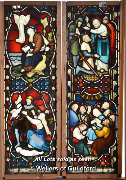 *DECORATIVE STAINED GLASS SEVEN LIGHT WINDOW DEPICTING JESUS'S LIFE Each window 340mm W x 1900mm H