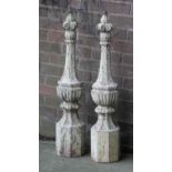 *PAIR PAINTED FRENCH FINIALS/CONDUCTORS, LATE 1800'S. HEIGHT 940MM (37IN) MAX X DIAMETER 180MM (7IN)