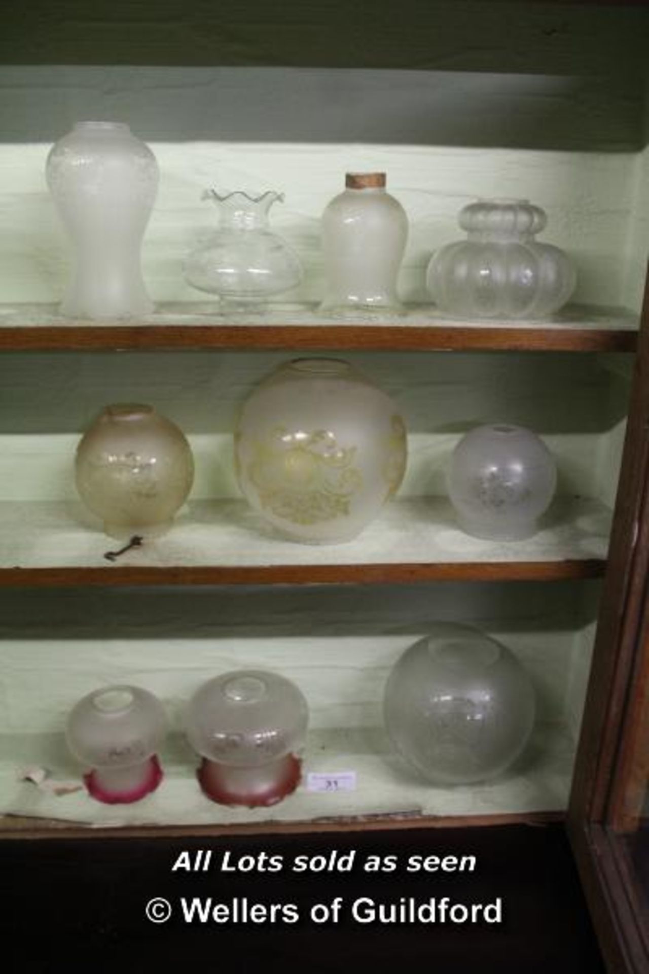 *COLLECTION OF TEN MIXED FROSTED GLASS SHADES