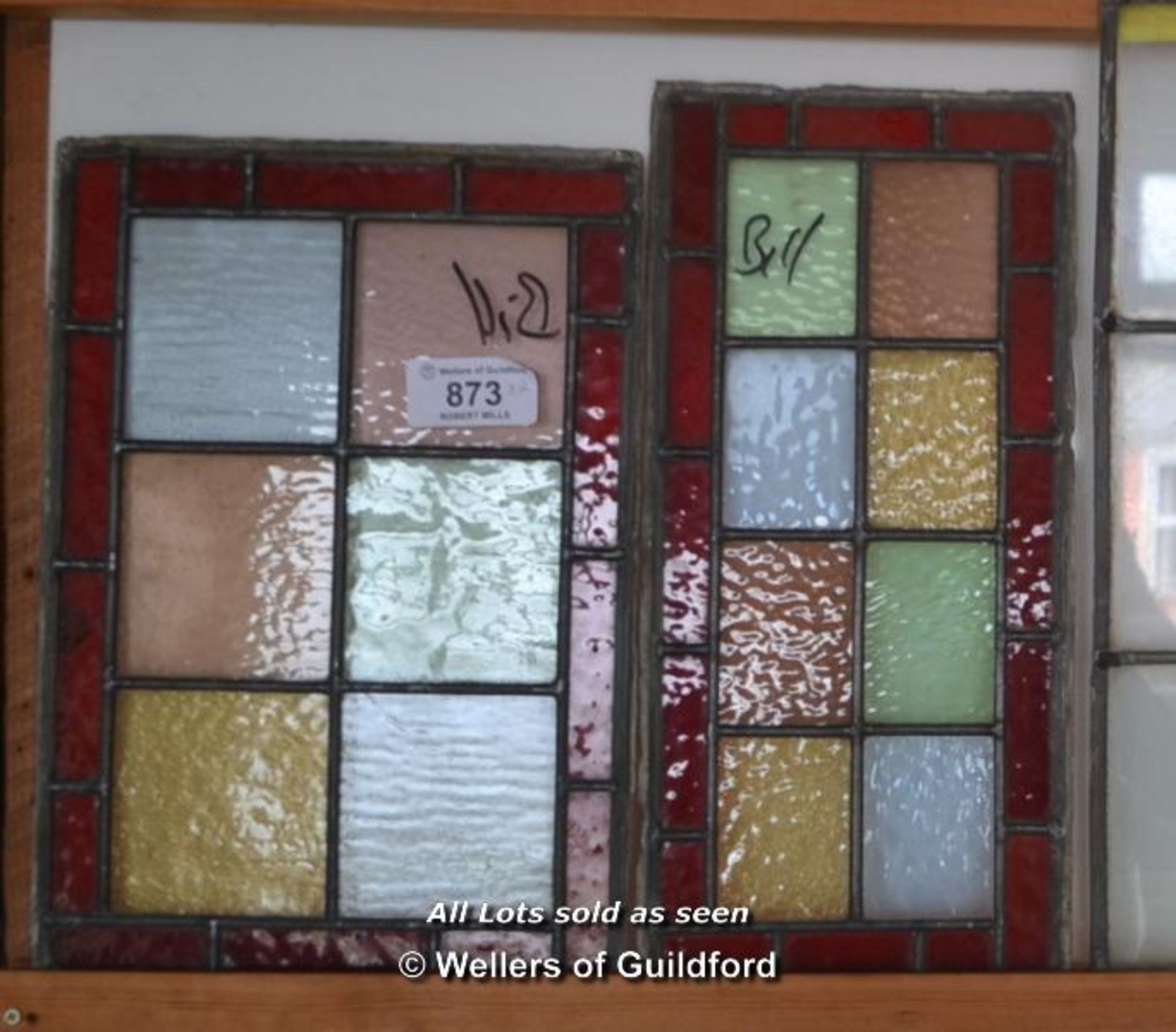 *TWO PANELS OF LEADED GLASS