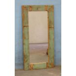 *LARGE GREEN MIRROR MADE FROM RECLAIMED PINE WITH ORIGINAL PAINT FINISH. 1200MM ( 47.25" ) HIGH X