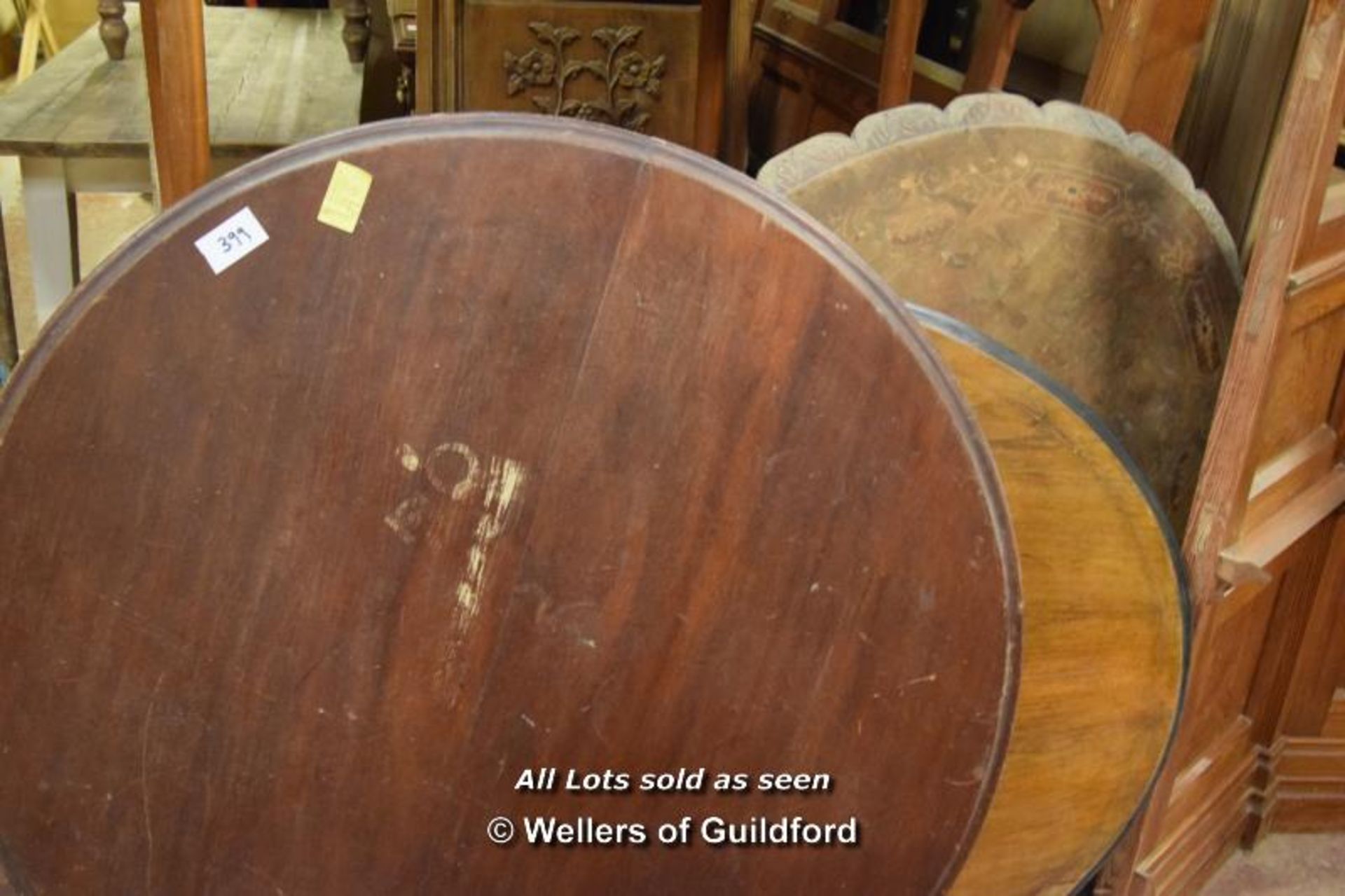 *FOUR MIXED CIRCULAR TABLE TOPS (11477/B)