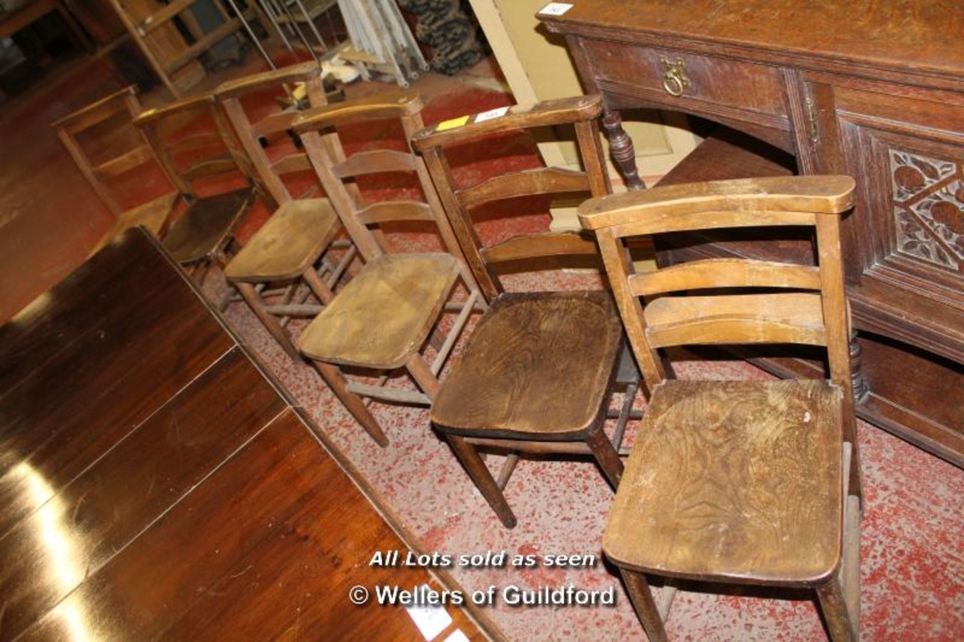 *- SET OF 6 MIXED CHURCH CHAIRS [0] - Image 2 of 2