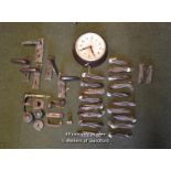 *BAKELITE: CLOCK, CARPET CLIPS AND DOOR / CABINET FURNITURE