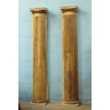 *PAIR OF LARGE ANTIQUE STRIPPED PINE PILASTERS, CIRCA 1880. 2660MM ( 104.75" ) HIGH X 470MM ( 18.