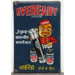 1960'S INDIAN ENAMEL SIGN 'EVEREADY'. HEIGHT 455MM (17.75IN) X WIDTH 300MM (11.75IN) [0]