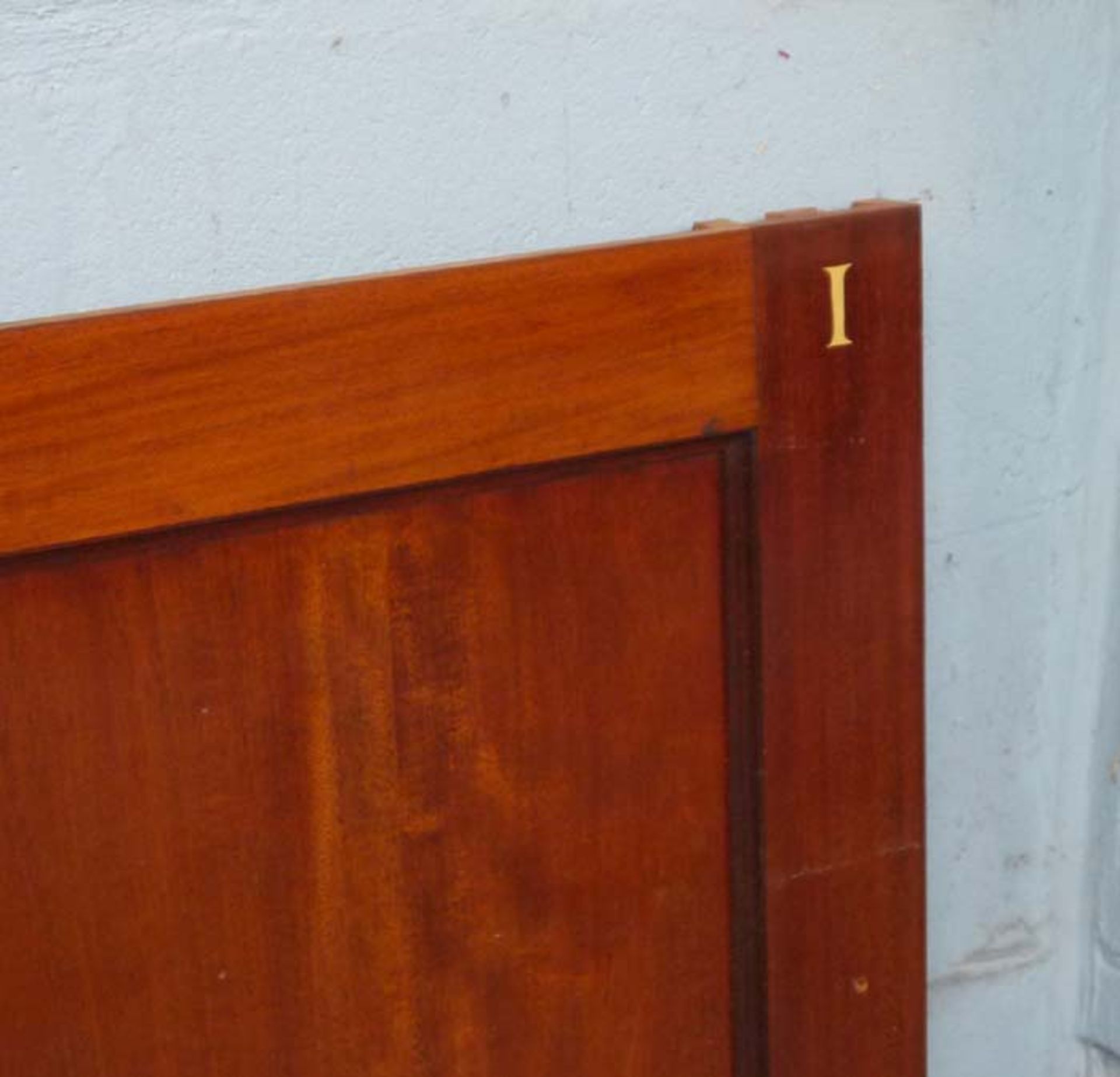 *TWO ANTIQUE MAHOGANY DADO PANELS RECLAIMED FROM A VICTORIAN DISPLAY CABINET FROM THE VICTORIA & - Image 3 of 4