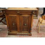 *CARVED OAK FLEMISH CUPBOARD