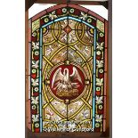 *DECORATIVE STAINED GLASS PANEL OF A PELICAN 580mm W x 930mm H