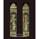 *TWO LIGHT VICTORIAN STAINED GLASS WINDOWS DEPICTING CHRIST THE GOOD SHEPHERD AND CHRIST THE LIGHT