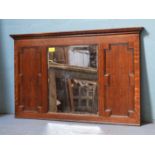 *OAK EDWARDIAN OVERMANTLE MIRROR. 1473MM ( 58" ) WIDE X 890MM ( 35" ) HIGH X 60MM ( 2.5" ) DEEP [0]