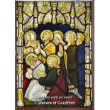 *DECORATIVE STAINED GLASS PANEL OF THE SAINTS IN ADORATION 790mm W x 1090mm H.