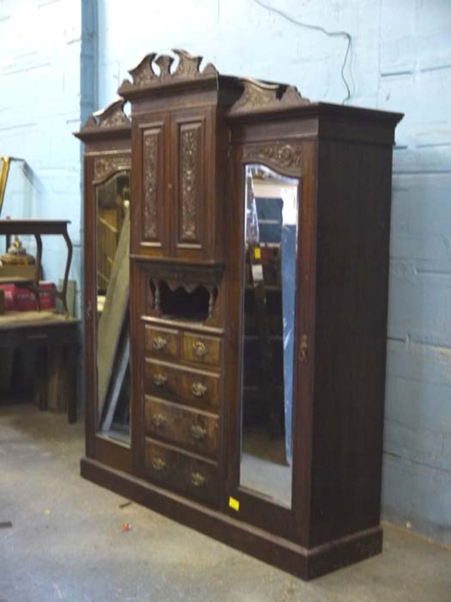 *WALNUT WARDROBE, CIRCA 1900. 2285MM ( 90" ) HIGH X 1895MM ( 74.5" ) WIDE X 540MM ( 21.25" ) DEEP [ - Image 2 of 5