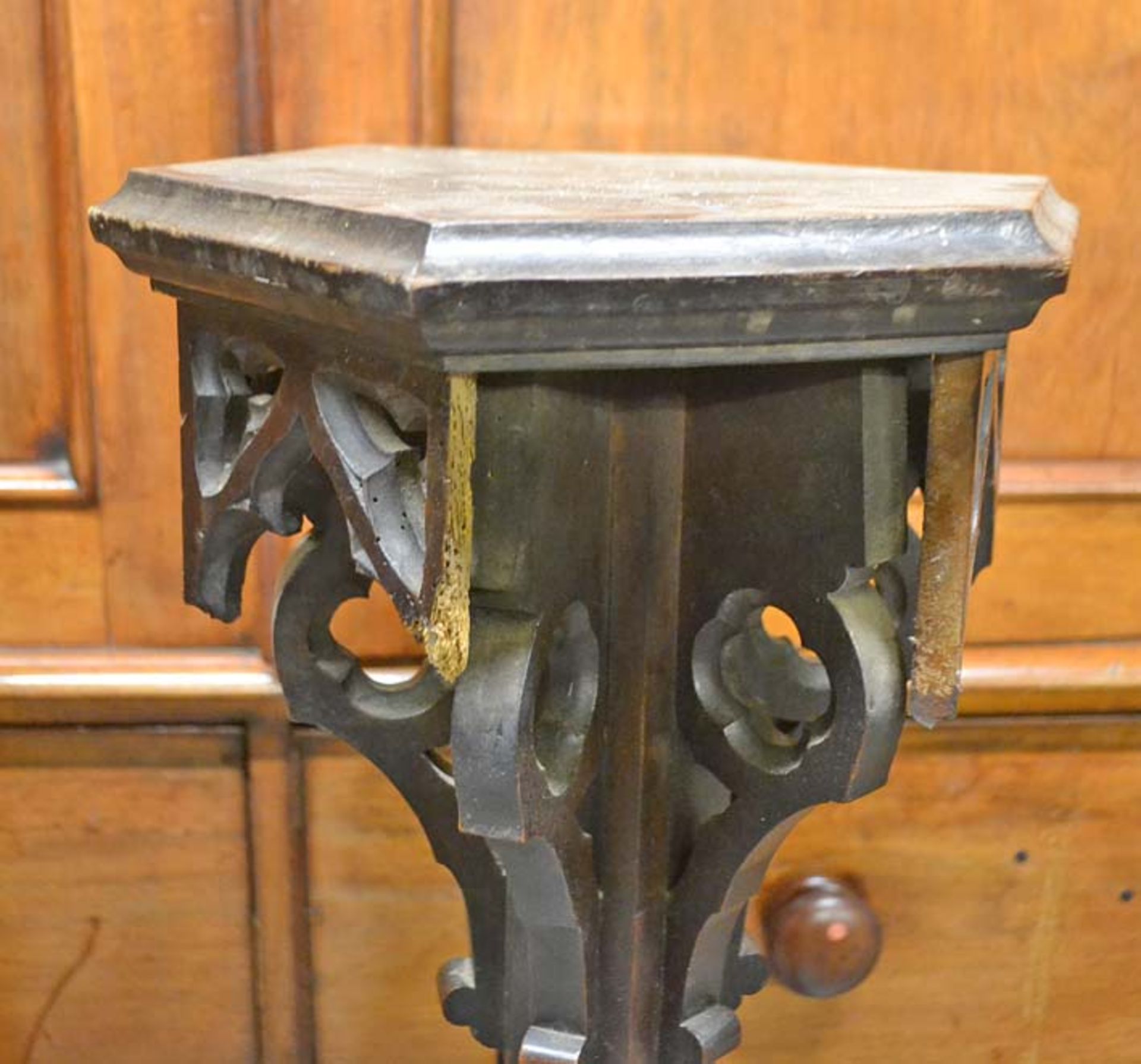 *PAIR OF VICTORIAN GOTHIC STANDS. 1220MM ( 48" ) HIGH. PLINTH 230MM ( 9" ) WIDE X BASE 360MM ( 14" ) - Image 8 of 8