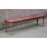 *LOW ROSEWOOD SHOP DISPLAY TABLE. HEIGHT 535MM (21IN) X WIDTH 1855MM (73IN) X DEPTH 510MM (20IN) [