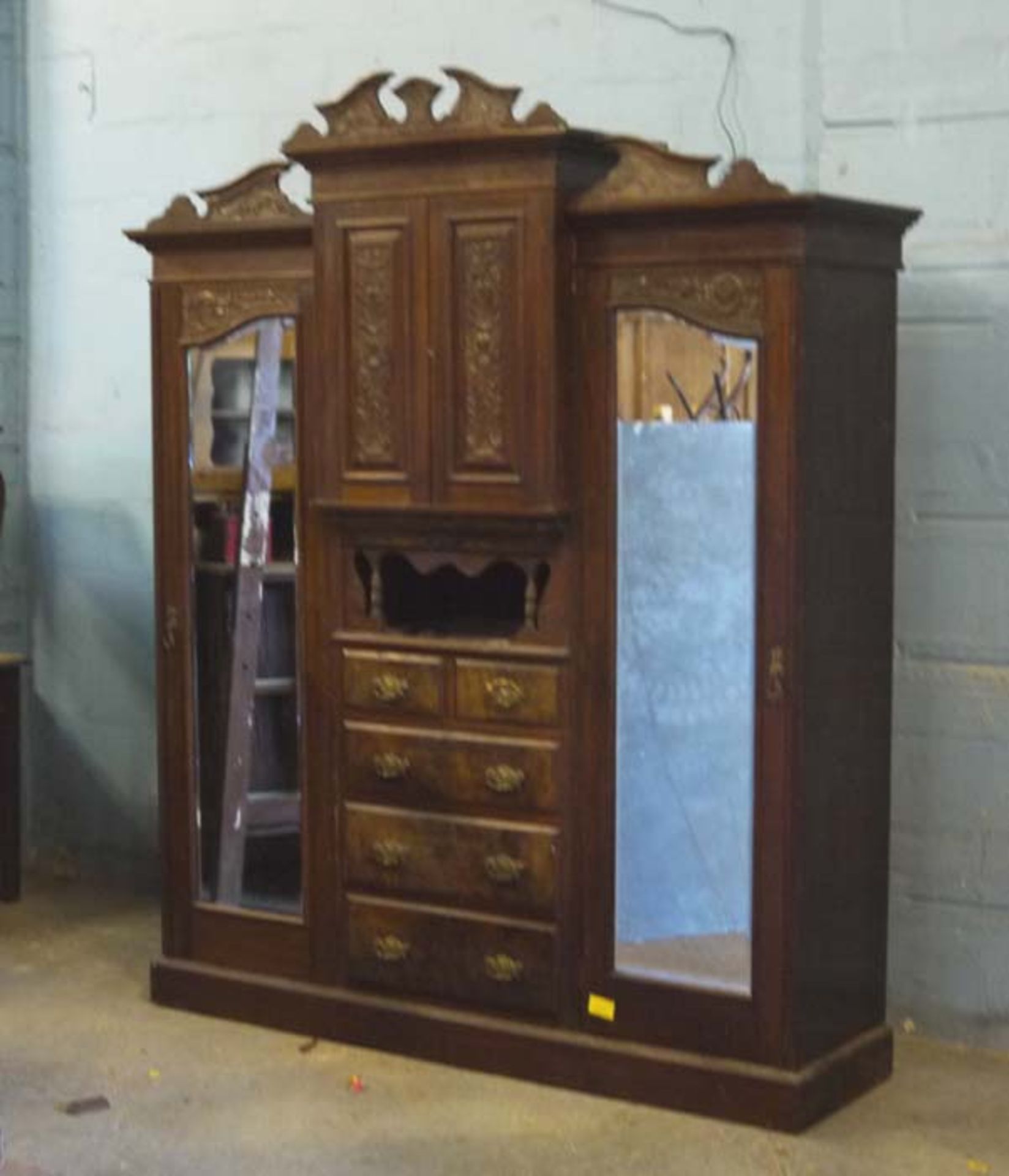 *WALNUT WARDROBE, CIRCA 1900. 2285MM ( 90" ) HIGH X 1895MM ( 74.5" ) WIDE X 540MM ( 21.25" ) DEEP [