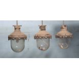 *LARGE INDUSTRIAL HANGING LIGHT. 500MM (19.75") HIGH X 330MM (13") DROP X 320MM (12.25") DIAMETER [