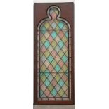 *VICTORIAN PINE LEADED LIGHT GOTHIC PANEL. CIRCA 1900