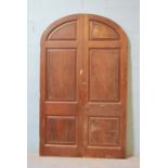 *PAIR OF ARCHED TOPPED DOORS, MAHOGANY / OAK SIDED DOORS. 2730MM ( 107.5" ) HIGH X 1655MM ( 65.25" )