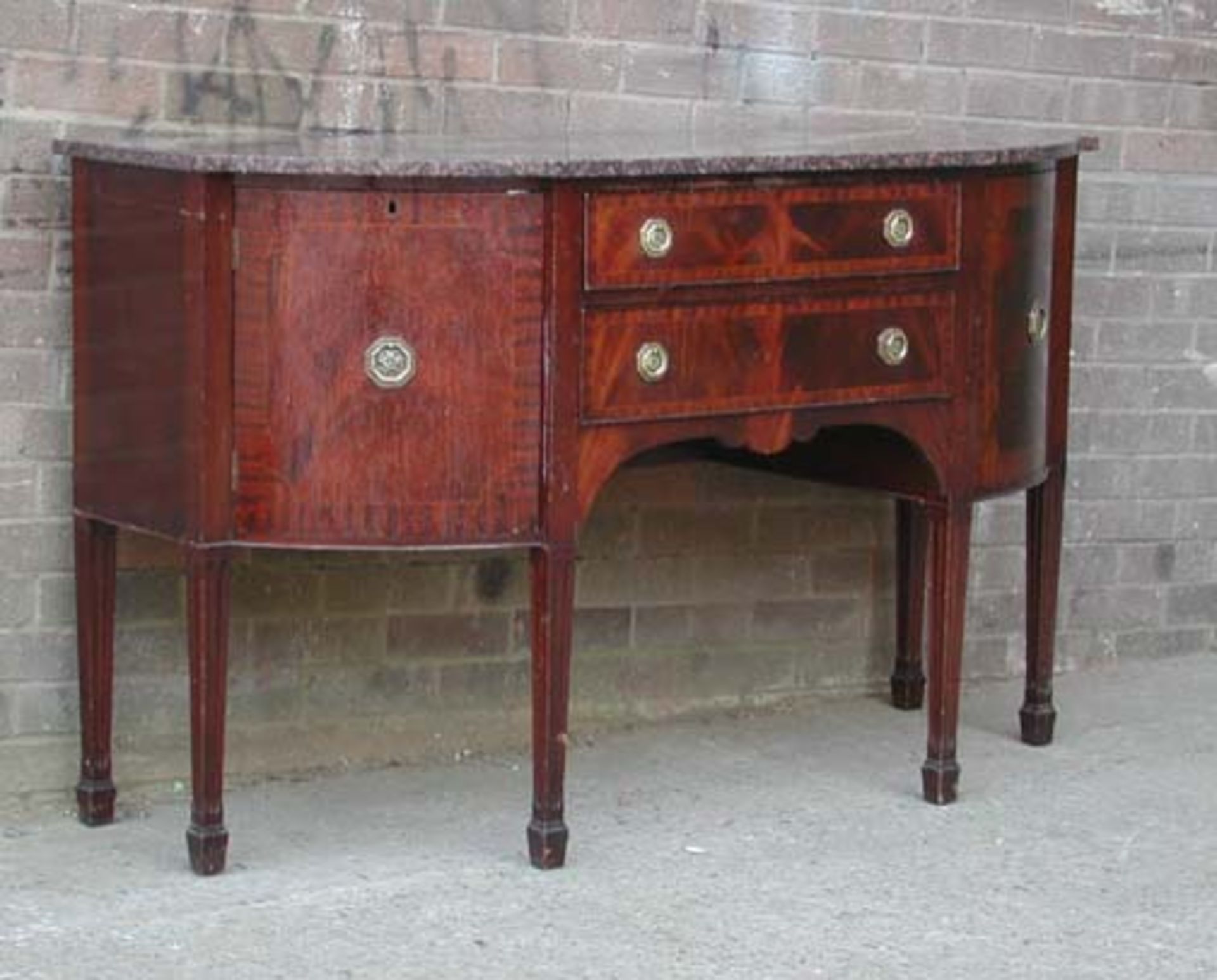 *GRANITE TOPPED SIDEBOARD/SERVER. LATE 1900'S. HEIGHT 920MM (36.25IN) X WIDTH 1525MM (60IN) X