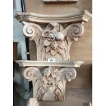 *PAIR OF STRIPPED PINE CAPITALS