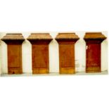 *FOUR ANTIQUE CARVED OAK PILASTERS WITH FRIEZE, CIRCA 1900. 1100MM (43IN) HIGH X 660MM (26IN)
