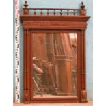 *SMALL CARVED OAK MIRROR, EARLY 1900S. 1230MM (48.4IN) HIGH X 840MM (33IN) WIDE X 100MM (3.9IN) DEEP