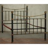 *BEDFRAME WITH BRASS DETAILS, MID 1900S. HEIGHT 1260MM (49.5IN) X WIDTH 1260MM (49.25IN) X DEPTH