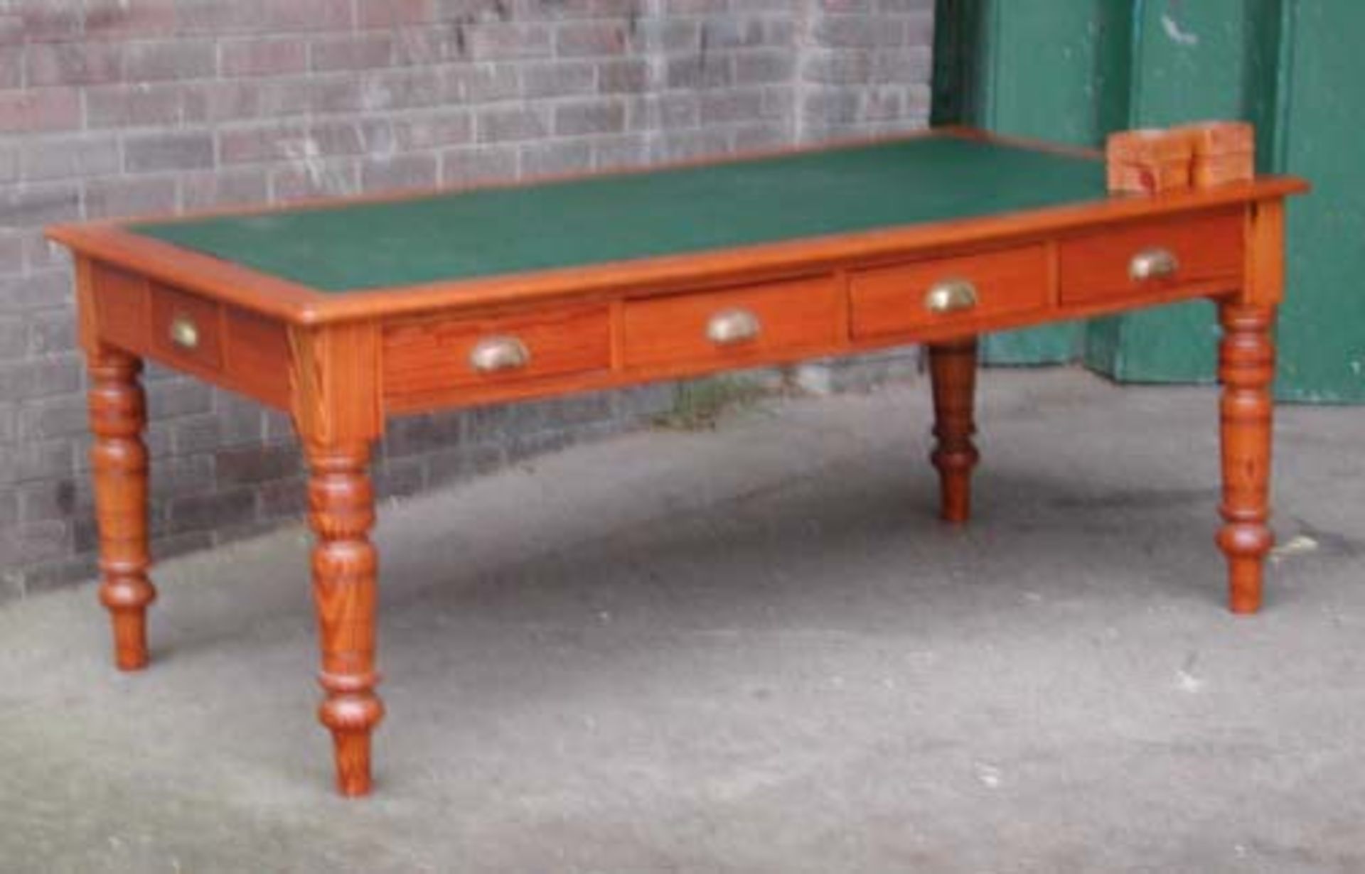 *PITCH PINE EDWARDIAN LIBRARY TABLE. HEIGHT 775MM (30.5IN) X WIDTH 1830MM (72IN) X DEPTH 990MM (