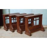 *SET OF FOUR ANTIQUE GOTHIC PEW FRONTS. 885MM ( 34.75" ) WIDE X 335MM ( 13.25" ) DEEP X 755MM ( 29.