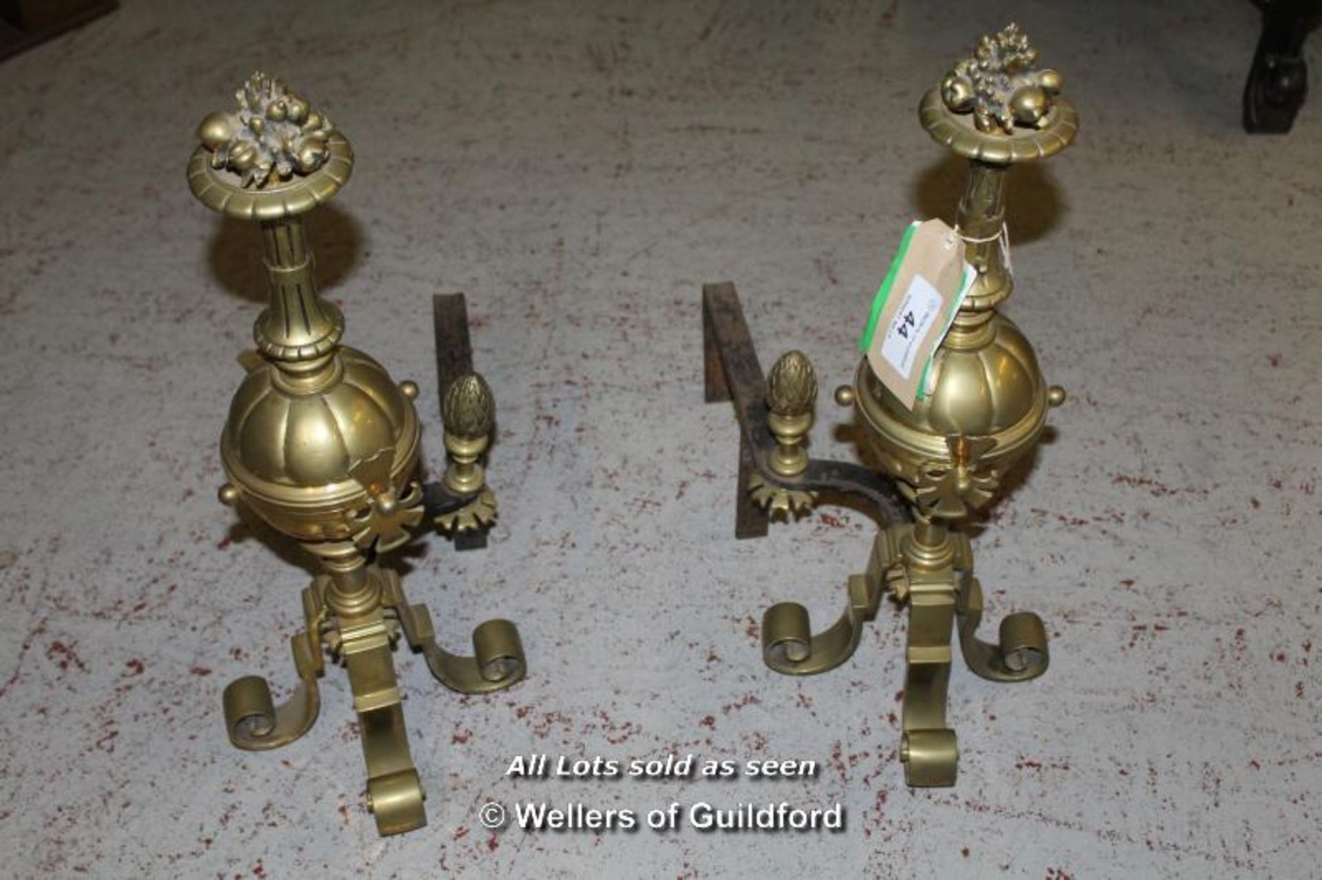 *PAIR OF 1920S BRASS FIRE DOGS. HEIGHT 630MM (24.5IN) X WIDTH 240MM (9.5IN) X DEPTH 550MM (21. - Image 5 of 6