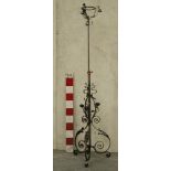 *VICTORIAN WROUGHT IRON LAMP STAND, CIRCA 1860. HEIGHT 1350MM (53IN) MIN. 2180MM (85IN) MAX. X WIDTH