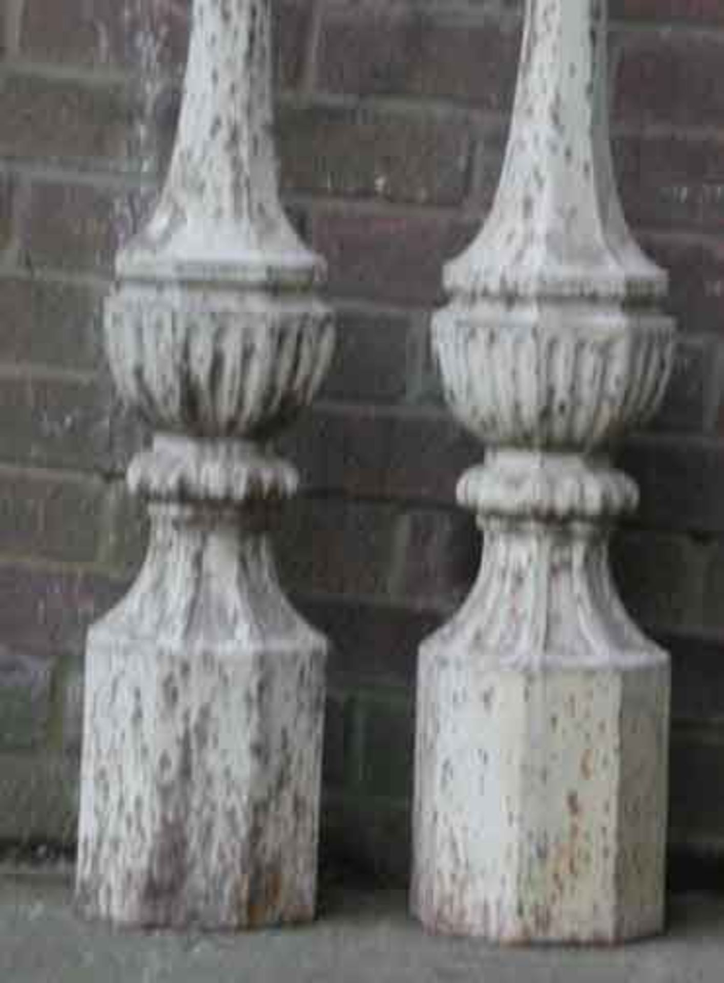 *PAIR PAINTED FRENCH FINIALS/CONDUCTORS, LATE 1800'S. HEIGHT 940MM (37IN) MAX X DIAMETER 180MM (7IN) - Image 3 of 3