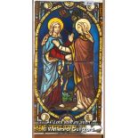 *DECORATIVE STAINED GLASS PANEL FEATURING THE TWO MARYS 447mmW x 870mm H.