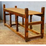 *ANTIQUE TEAK FRAME PRINTER'S BENCH. 2470MM ( 97.25" ) WIDE X 760MM ( 30" ) DEEP X 970MM ( 38.25")