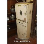 *RUSTIC STEEL CABINET MID 1900S. 1425MM X 4400MM X 370MM