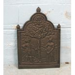 *RECENTLY MADE CAST IRON FIREBACK DEPICTING THE 'TREE OF LIFE'. 773MM (30.4IN) HIGH X 490MM (19.3IN)