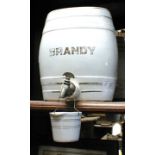 *VICTORIAN WHITE CERAMIC 'BRANDY' BARREL WITH DRIP PAN (NO LID), EARLY 1900S. 275MM (10.8IN) HIGH