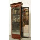 *ANTIQUE FLOOR STANDING MAHOGANY GLAZED SHOP CABINET, VICTORIAN. HEIGHT 1585MM (62.5IN) X WIDTH