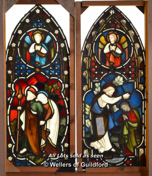*DECORATIVE STAINED GLASS SEVEN LIGHT WINDOW DEPICTING JESUS'S LIFE Each window 340mm W x 1900mm H - Image 8 of 9