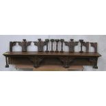 *GOTHIC OAK PREDELLA SHELF, CIRCA 1880. HEIGHT 315MM (12.5IN) X WIDTH 2135MM (84IN) X DEPTH 325MM (