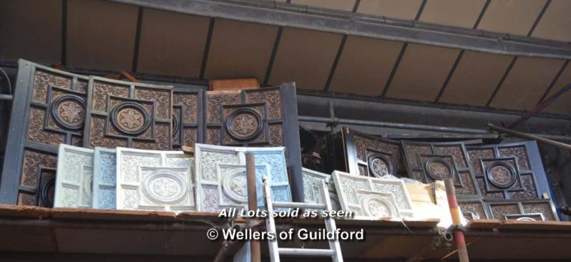 *COLLECTION OF CARVED CEILING PANELS