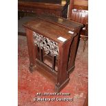 *PAIR OF CARVED GOTHIC CLERGY DESKS. 735MM ( 28.75" ) WIDE X 1015MM ( 39.75" ) HIGH X 285MM ( 11.25"