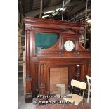 *LARGE OAK FIRE SURROUND WITH NOTICE BOARD OVERMANTLE