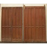 *PAIR OF VICTORIAN PITCH PINE DOUBLE SIDED LINENFOLD DOORS AND SCREEN. HEIGHT WIDTH 1) 2250MM (88.