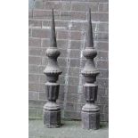 *PAIR CAST FRENCH FINIALS/CONDUCTERS, LATE 1800'S. HEIGHT 935MM (36.75IN) MAX X DIAMETER 140MM (5.