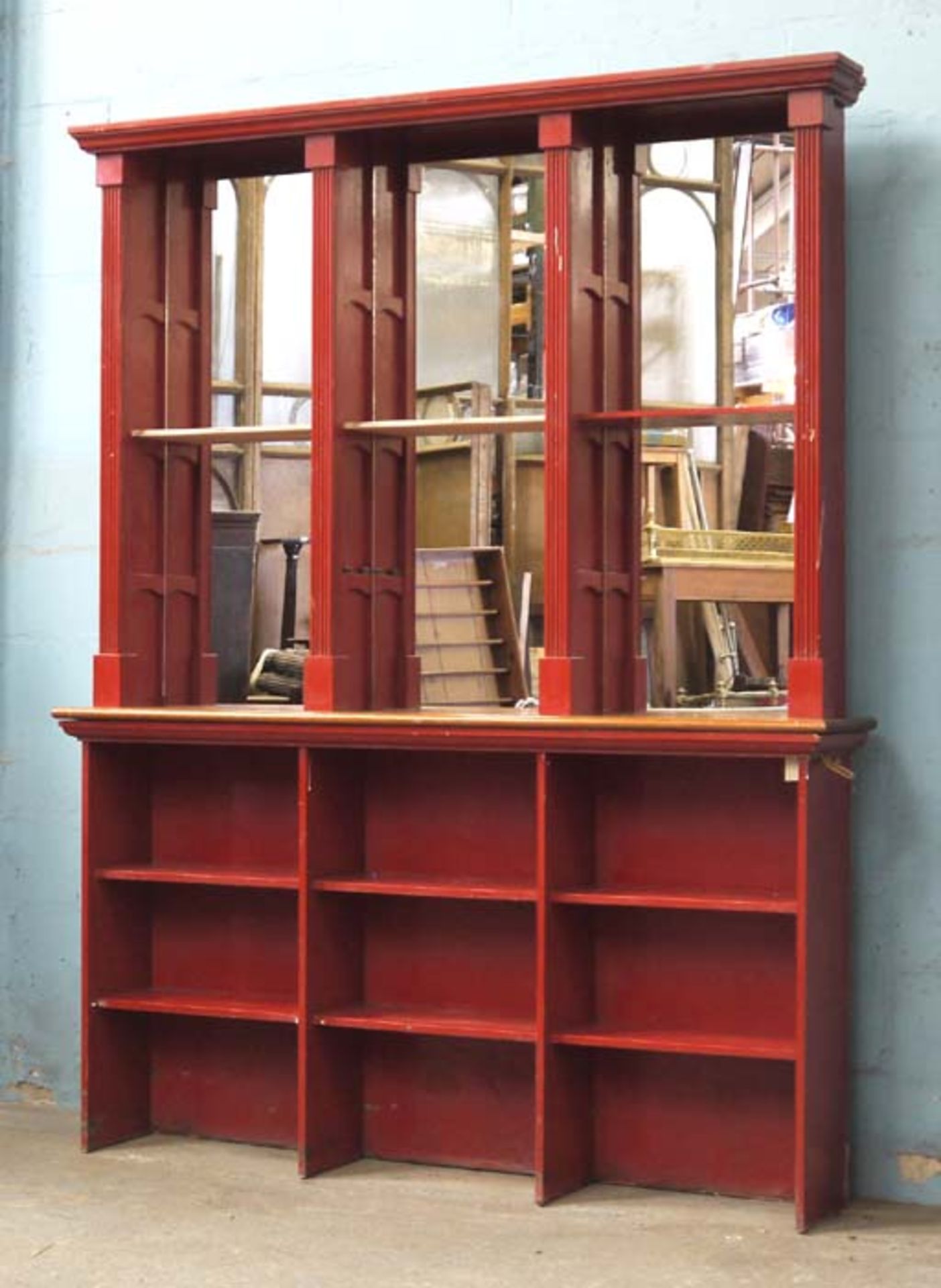 *PAIR OF RECLAIMED PAINTED BACK FITTINGS, RECENTLY MADE. HEIGHT 2430MM (96"). TILL SHELF 1060MM ( - Image 3 of 5