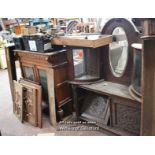 *LARGE SELECTION OF FURNITURE PIECES INCLUDING SIDEBOARD BASES, CUPBOARD TOPS AND OTHER CARVED